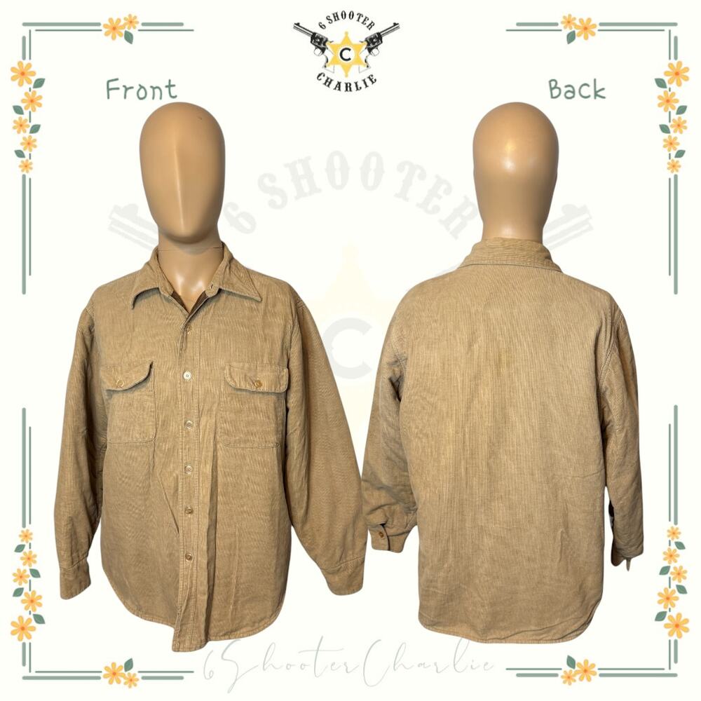 Vintage Spiegel Corduroy Jacket Men's Size Large Khaki Collared Quilted Lining